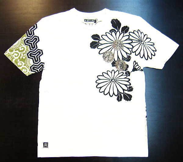 和柄半袖Tシャツ 菊天平柄